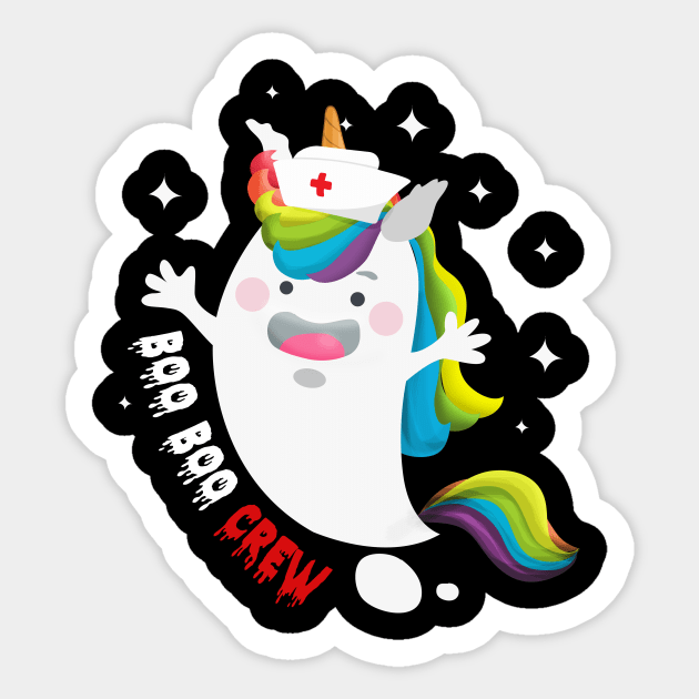 Boo Boo Crew Unicorn Nurse Ghost Halloween Costume Sticker by ROMANSAVINRST